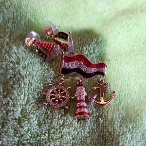 Nautical Charm Gold Earrings/brooch